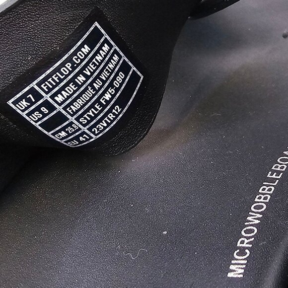 FitFlop Womens F-Mode Leather Platform Cross Slides, Black, Comfort, Summer, 9 - Picture 6 of 8